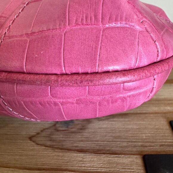 Y2K MAXX New York Pink Croc Embossed Leather Silver Hardware Clutch Bag - Picture 9 of 17